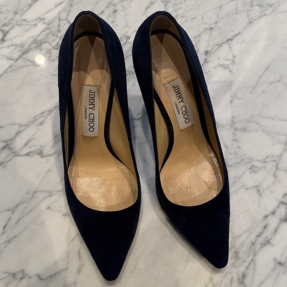 JIMMY CHOO Romy 100 Suede Pumps,
Navy Blue 38.5 - Picture 5 of 17